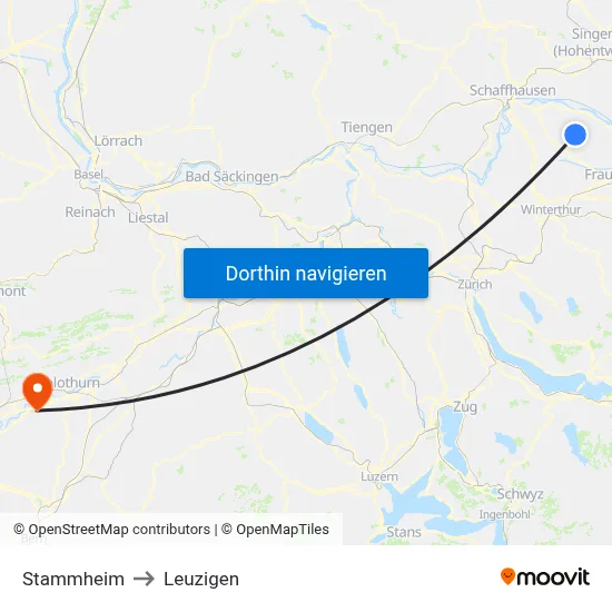 Stammheim to Leuzigen map