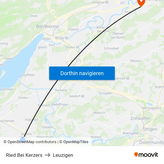 Ried Bei Kerzers to Leuzigen map