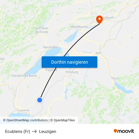 Ecublens (Fr) to Leuzigen map