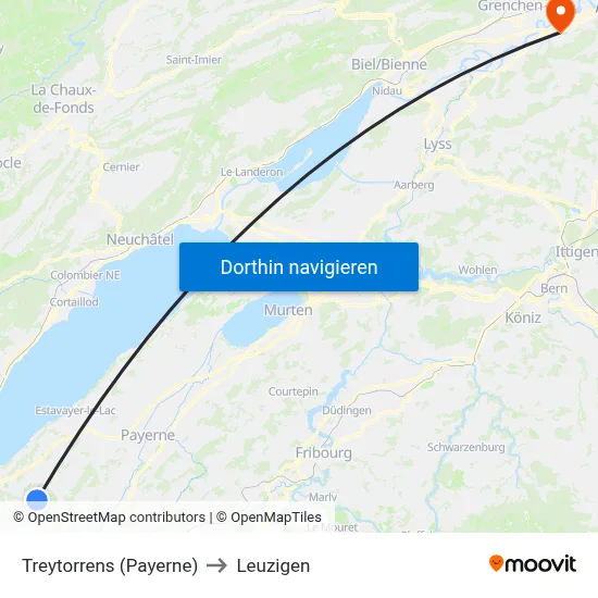 Treytorrens (Payerne) to Leuzigen map