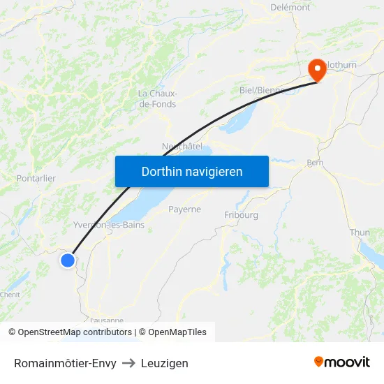 Romainmôtier-Envy to Leuzigen map