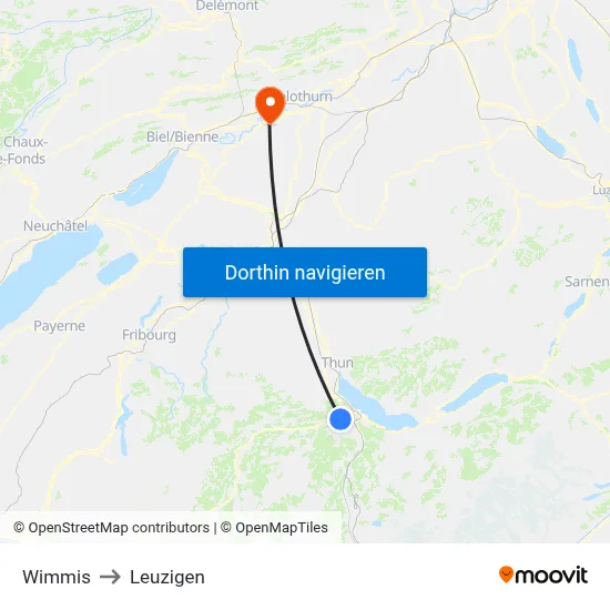 Wimmis to Leuzigen map