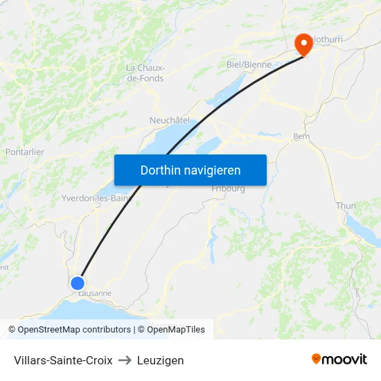 Villars-Sainte-Croix to Leuzigen map