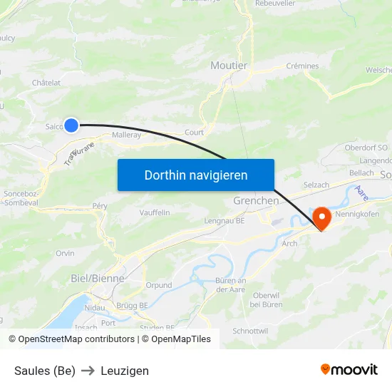 Saules (Be) to Leuzigen map