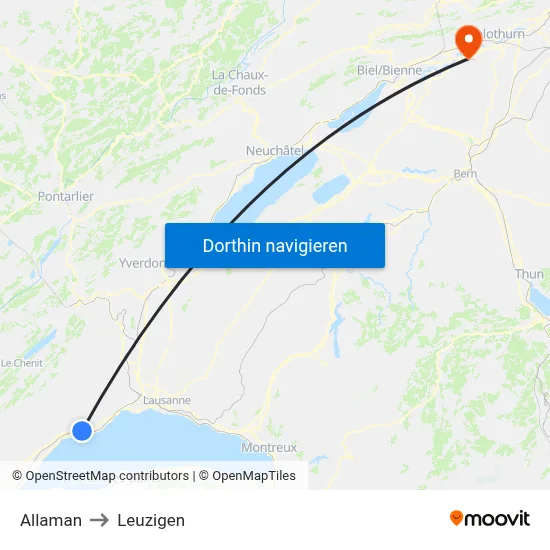 Allaman to Leuzigen map