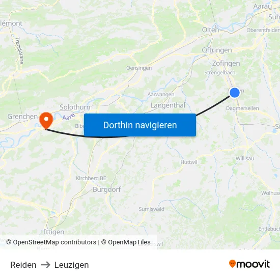 Reiden to Leuzigen map
