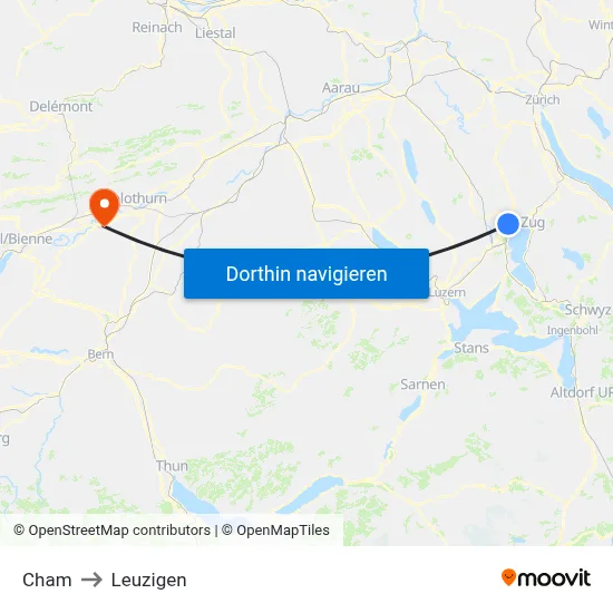 Cham to Leuzigen map