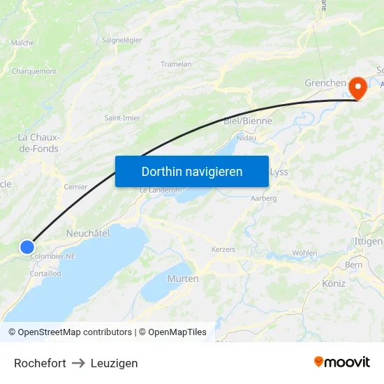 Rochefort to Leuzigen map