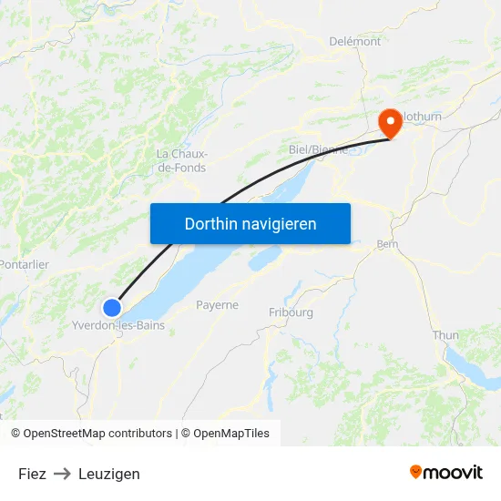 Fiez to Leuzigen map