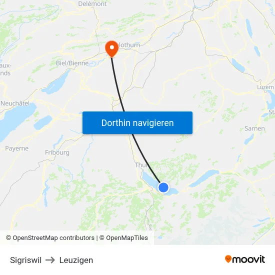 Sigriswil to Leuzigen map