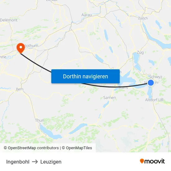 Ingenbohl to Leuzigen map