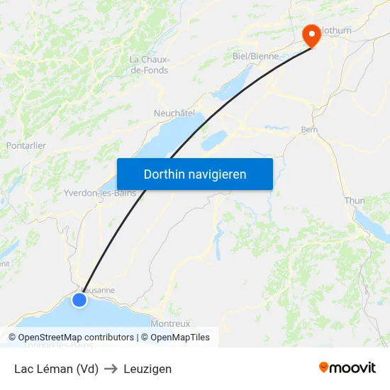 Lac Léman (Vd) to Leuzigen map