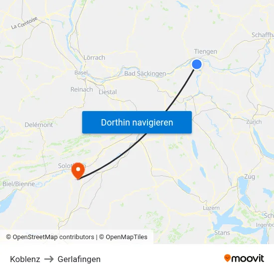 Koblenz to Gerlafingen map