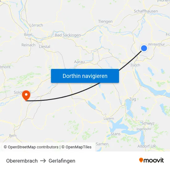 Oberembrach to Gerlafingen map