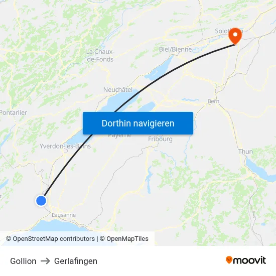 Gollion to Gerlafingen map