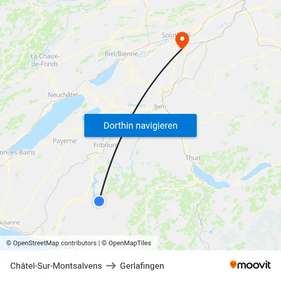 Châtel-Sur-Montsalvens to Gerlafingen map