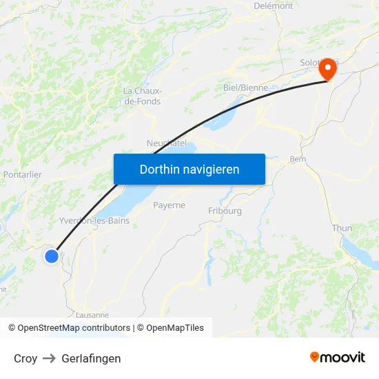 Croy to Gerlafingen map