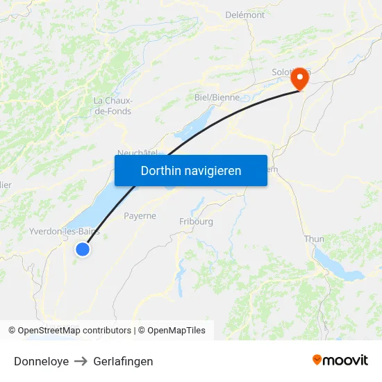 Donneloye to Gerlafingen map
