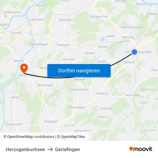 Herzogenbuchsee to Gerlafingen map