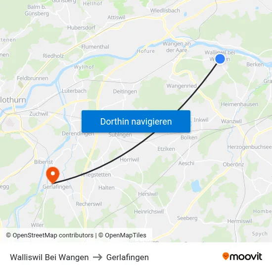 Walliswil Bei Wangen to Gerlafingen map
