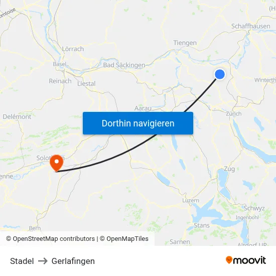 Stadel to Gerlafingen map