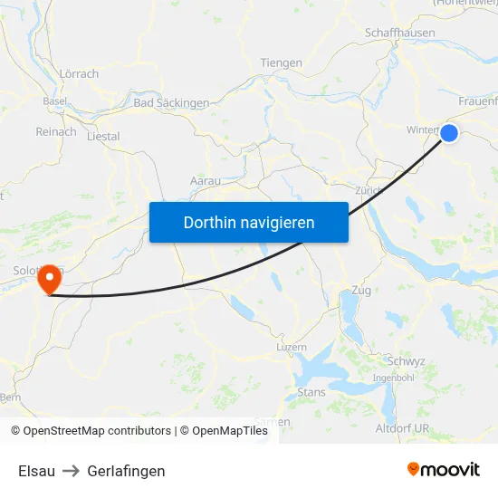 Elsau to Gerlafingen map