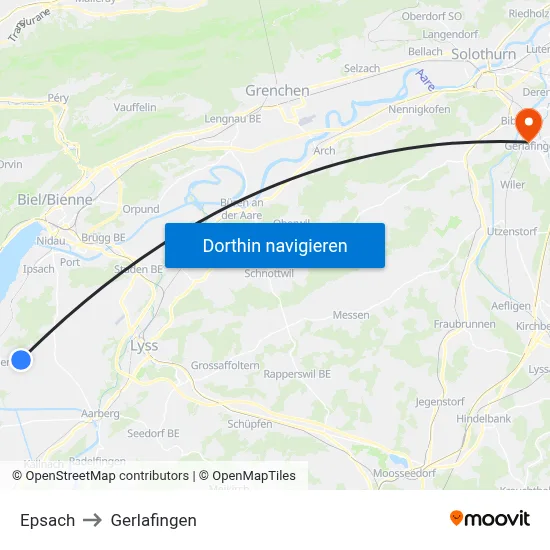 Epsach to Gerlafingen map