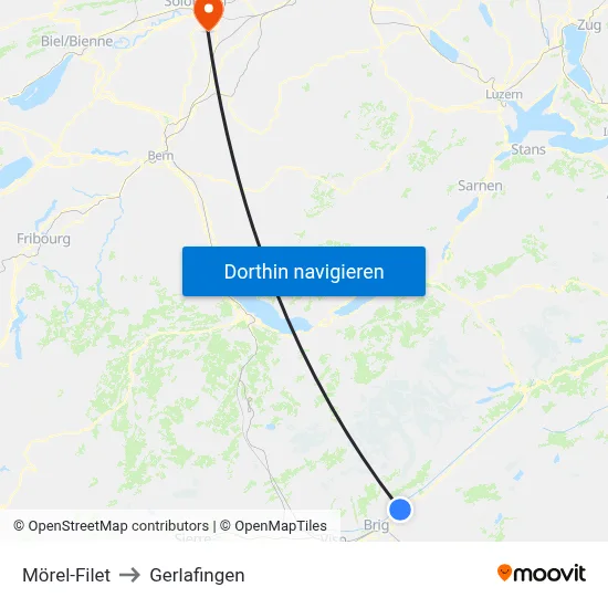 Mörel-Filet to Gerlafingen map