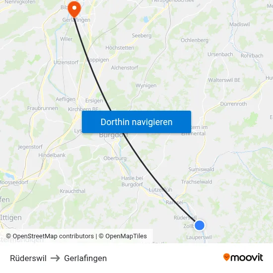 Rüderswil to Gerlafingen map