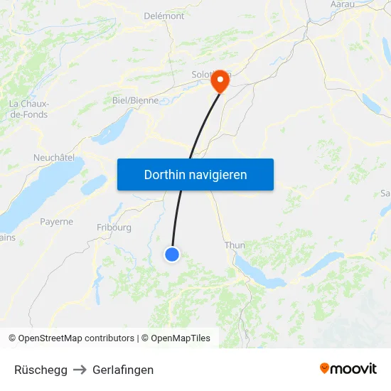Rüschegg to Gerlafingen map