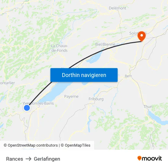 Rances to Gerlafingen map