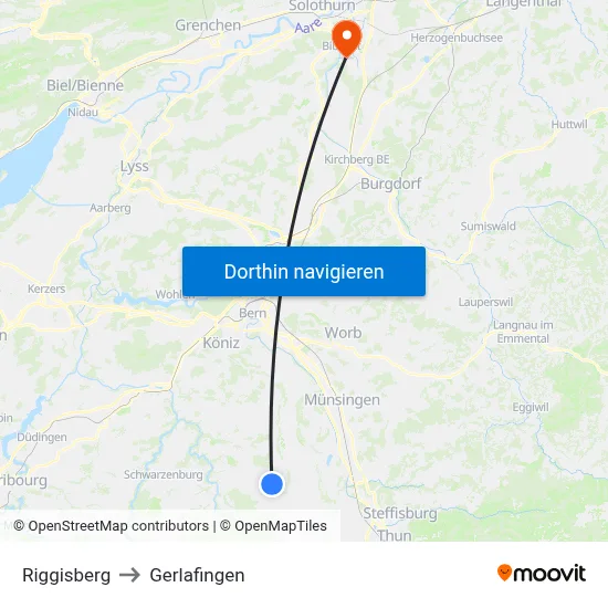 Riggisberg to Gerlafingen map