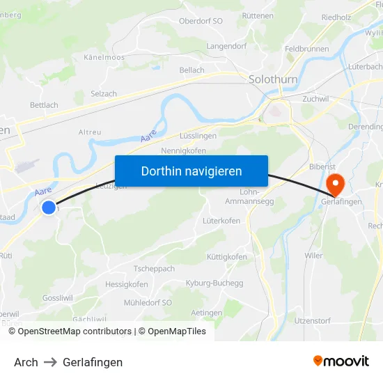 Arch to Gerlafingen map