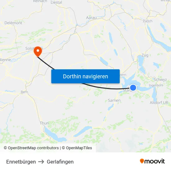Ennetbürgen to Gerlafingen map