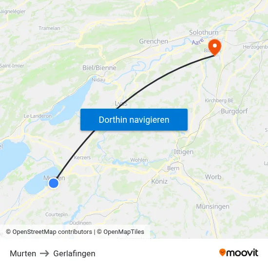 Murten to Gerlafingen map