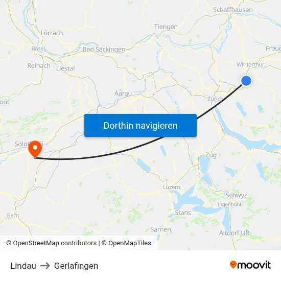 Lindau to Gerlafingen map
