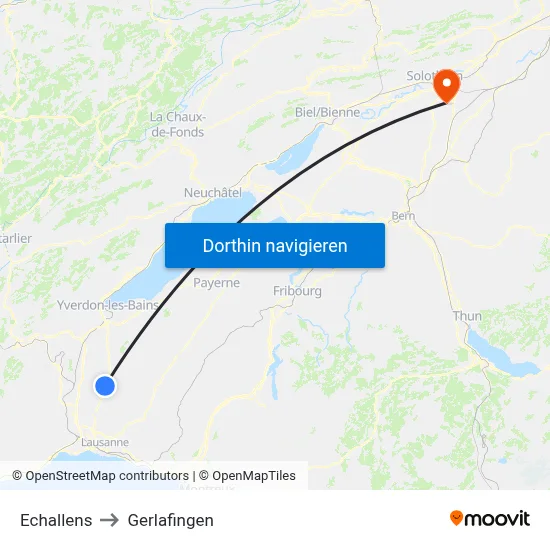 Echallens to Gerlafingen map