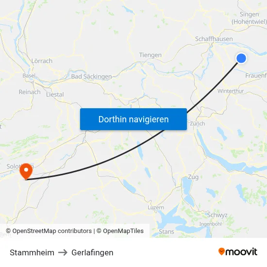Stammheim to Gerlafingen map