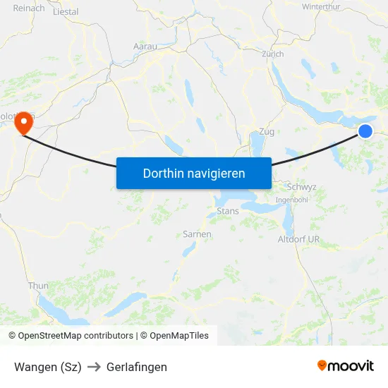 Wangen (Sz) to Gerlafingen map