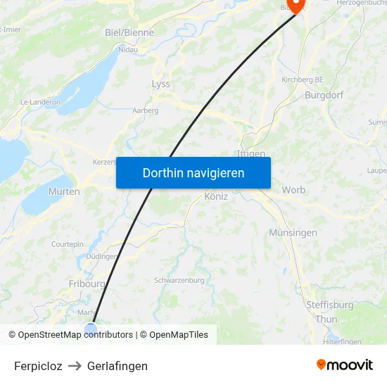 Ferpicloz to Gerlafingen map