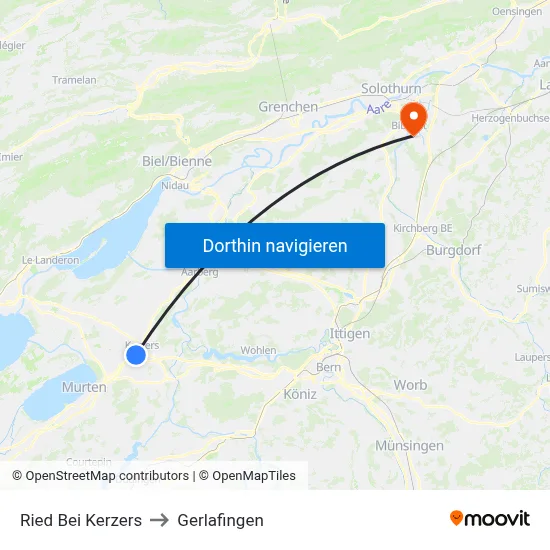 Ried Bei Kerzers to Gerlafingen map