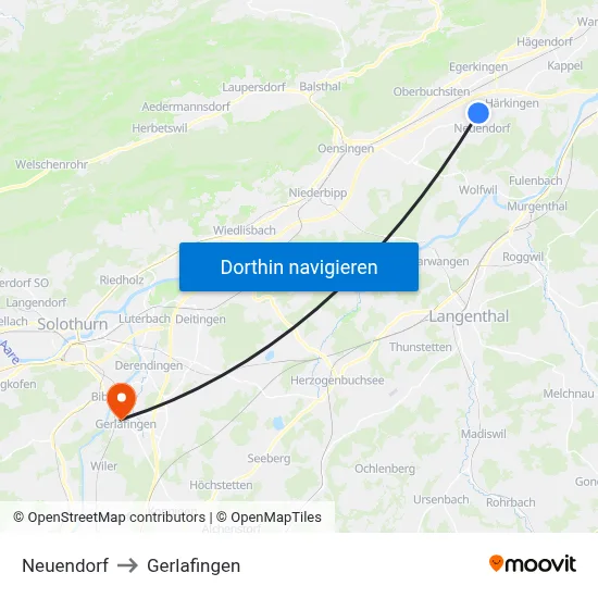 Neuendorf to Gerlafingen map