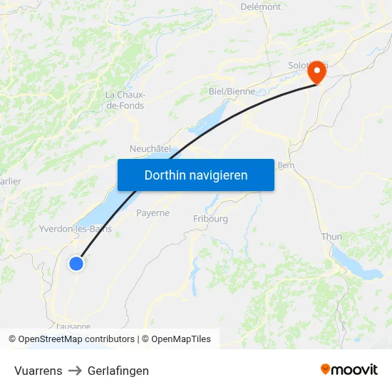 Vuarrens to Gerlafingen map