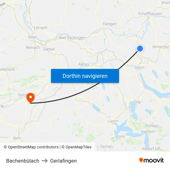 Bachenbülach to Gerlafingen map