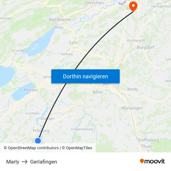 Marly to Gerlafingen map