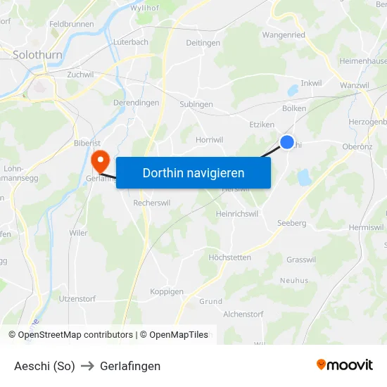 Aeschi (So) to Gerlafingen map