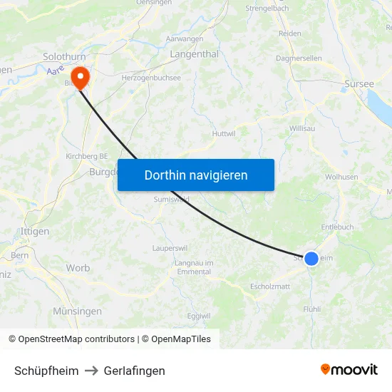 Schüpfheim to Gerlafingen map
