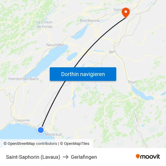Saint-Saphorin (Lavaux) to Gerlafingen map