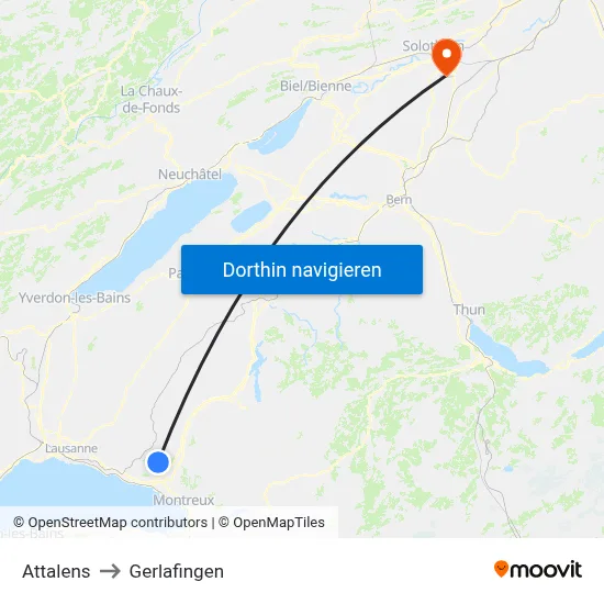 Attalens to Gerlafingen map