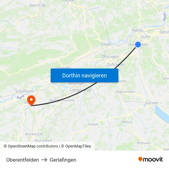 Oberentfelden to Gerlafingen map